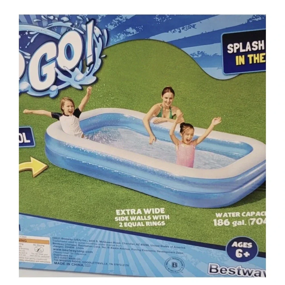Bestway H2OGO Rectangular Inflatable 8ft 7in x 69in x 18in Family Pool | Summer - Picture 9 of 12